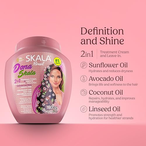 SKALA Dona 2-in-1 Treatment & Leave-In Conditioner Pack 35.3oz - Vegan Hair Mask for Smooth & Wavy Hair