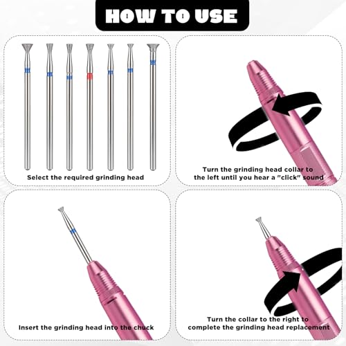 7-Piece Diamond Nail Drill Bit Set for Professional Manicure