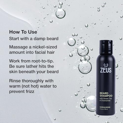 ZEUS Beard Shampoo with Essential Oils - Italian Cypress 4 oz. for Strong, Healthy Beard