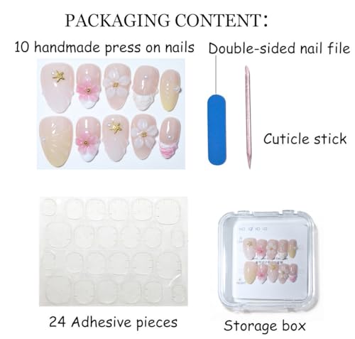 Short Almond Handmade Press On Nails - Reusable Salon Quality (251107, Small)