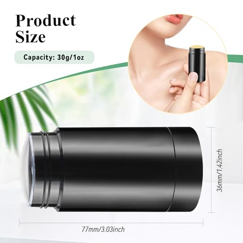 Mirrline 1oz Black Refillable Deodorant Containers Pack of 12 - DIY & Travel