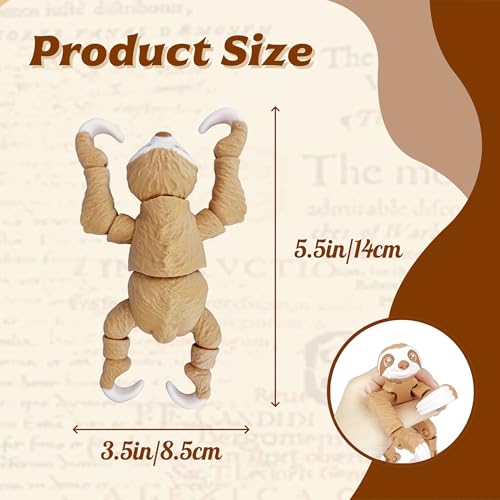 Articulated 3D Printed Sloth Toy with Flexible Joints - 5.5" Home Decor