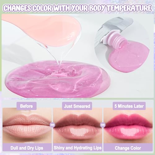 JCOOS Color Changing Lip Gloss Base - 2 Pack DIY Moisturizing Lip Oil