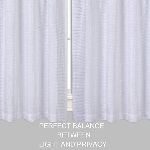 CAROMIO Waffle Woven White Valance Curtain - 60x15 Inch