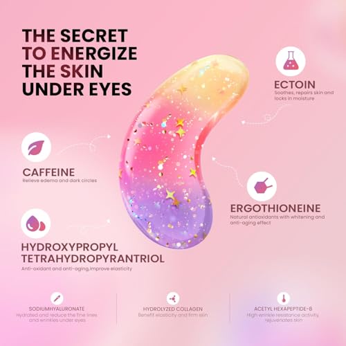 AILEORY Tri-Color Under Eye Patches - Hydrating Gel Pads for Dark Circles & Puffiness (24 Pairs)