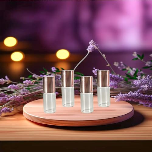 50Pcs Clear Glass Roller Bottles 3ml with Stainless Steel Balls