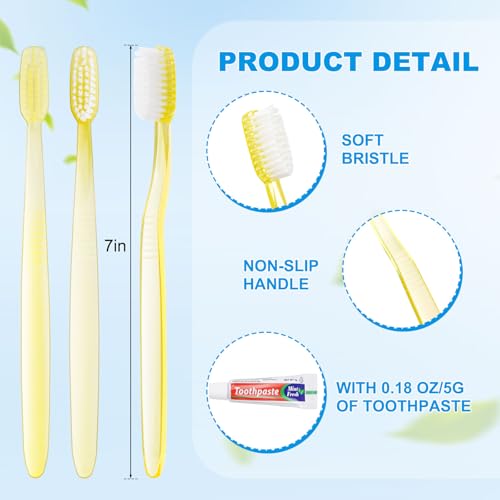 Disposable Toothbrush and Toothpaste Set - 60 Pack for Travel & Hotels