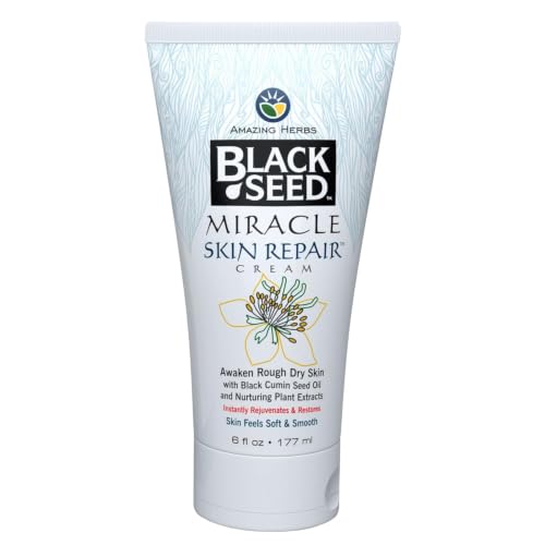 Amazing Herbs Black Seed Miracle Skin Repair Cream 6 Fl Oz - Nourishing Natural Moisturizer for Face & Body