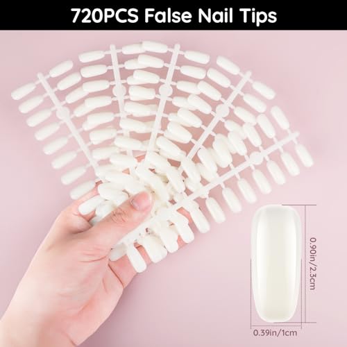 Segbeauty 720pcs Beige Fake Nails Display Tips for Nail Art