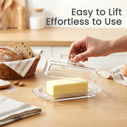 Classic Glass Butter Dish with Lid - Dust-Proof & Multi-Purpose