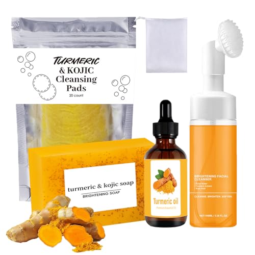 Turmeric Skincare Set - Face Wash, Soap, Cleansing Pads & Oil