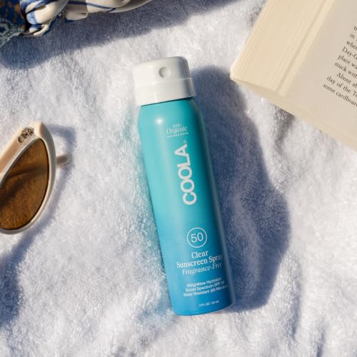 COOLA Clear SPF 50 Sunscreen Spray, Fragrance Free, 2 Fl oz
