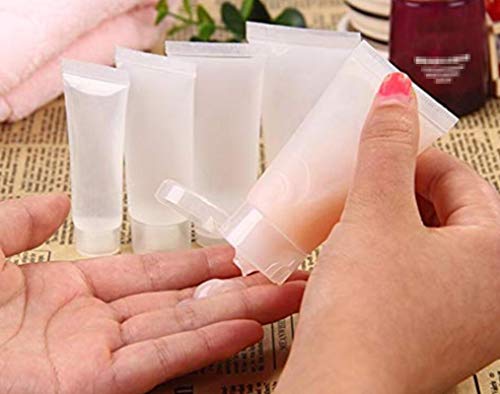 Travel Clear Plastic Squeeze Bottles 30ml with Flip Cap & Filling Tool - Leakproof TSA Compliant Toiletry Containers (24 Pack)