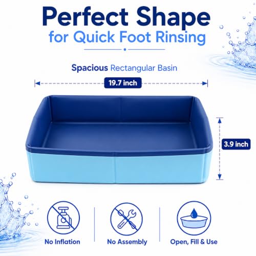 STARBRILLIANT Collapsible Square Pool Foot Bath - 19.69" Portable Rinse Basin