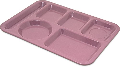 Left-Handed Carlisle Meal Tray with 6 Compartments - Rose Granite, 14 x 10 Inches