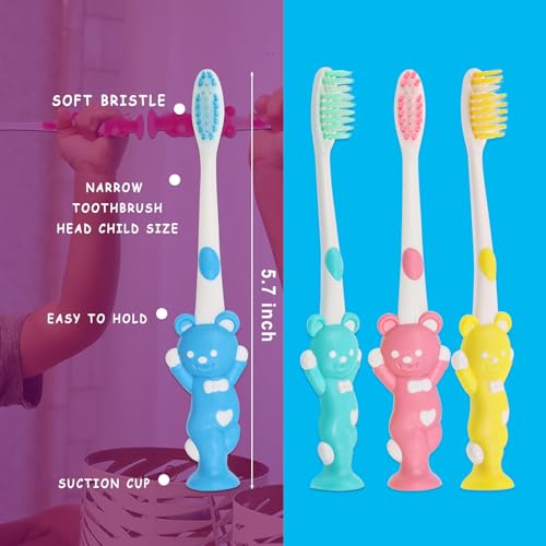 60pcs Kids Manual Toothbrushes - Soft Bristles, Individually Wrapped, 4 Colors