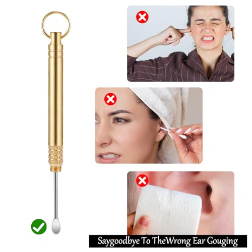 2-Pack Brass Ear Wax Removal Tools with Key Ring - Portable Ear Scoops