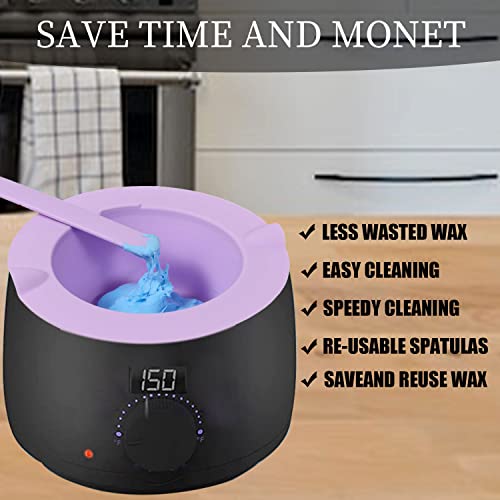 LUTER Silicone Wax Warmer Bowl and Spatula Set - 2 Piece Hair Removal Kit