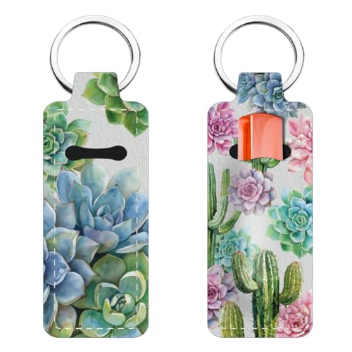 FREEBLOSS Marble Lip Balm Holder Keychain with Pattern1 - Portable Lipstick Case