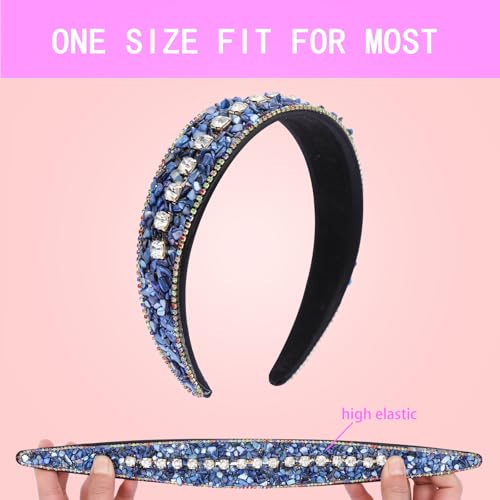 Cutewing Variation NO15A Sparkle Rhinestone & Turquoise Wide Headband 2-Pack - Fashion Hair Accessory for Women & Girls