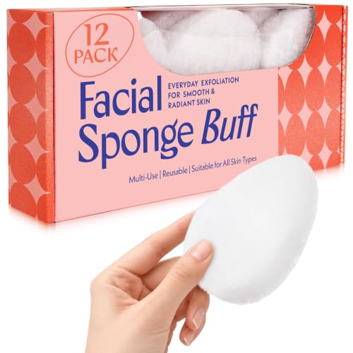 Berkland 12-Pack Facial Sponge Buffs - Gentle Daily Exfoliating Pads
