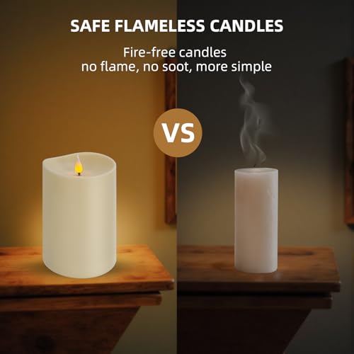 Flameless LED Candle with Remote Control - 4x6 Inch Ivory Pillar