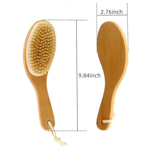 Natural Bristle Dry Brushing Body Brush with Wooden Handle
