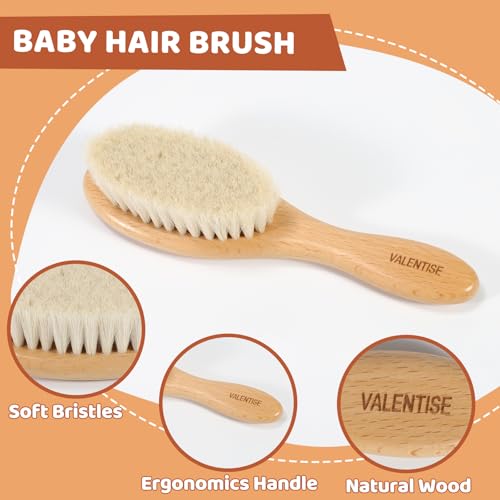 Natural Wooden Baby Hair Brush - Soft Bristle for Gentle Care