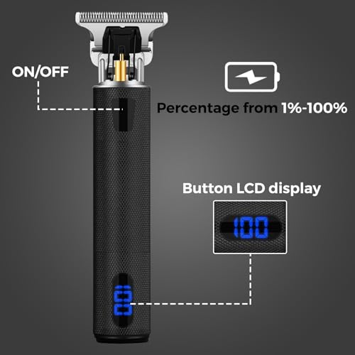 YOGINGO Black Cordless Rechargeable Hair Trimmer with LCD, Metal Body, Grooming Kit for Men