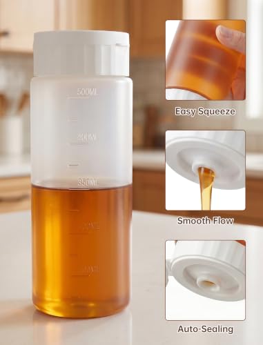 NiHome 17oz No Drip Honey Dispenser - BPA-Free, Leak-Proof Design