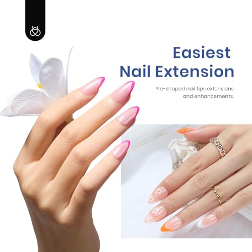 Beetles Short Almond Gel Nail Kit 240pcs with Mini UV Lamp