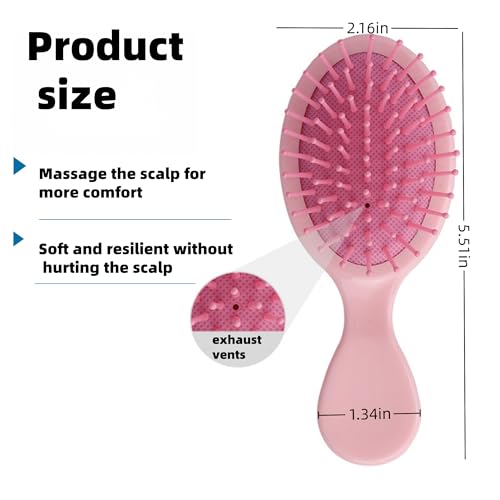 Portable Mini Hair Brushes - 4-Pack Detangling for All Hair Types
