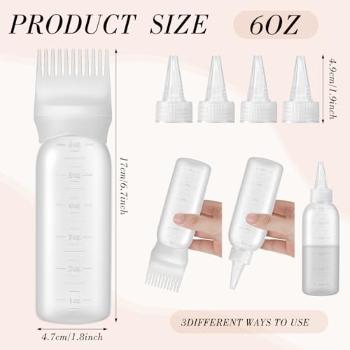 Pimoys 2-Pack Hair Dye Applicator Bottles with Comb Tip - 6oz