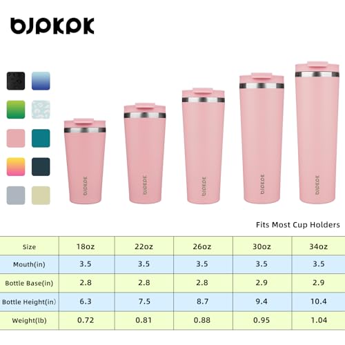 22oz Insulated Stainless Steel Coffee Tumbler with Straw - Light Pink