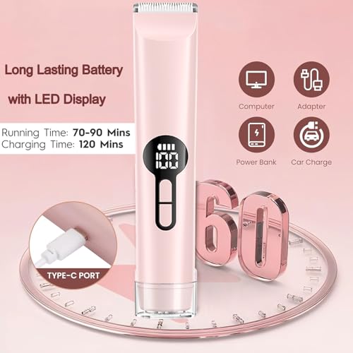Light Pink Bikini Trimmer for Women - Electric Razor, Wet/Dry Use
