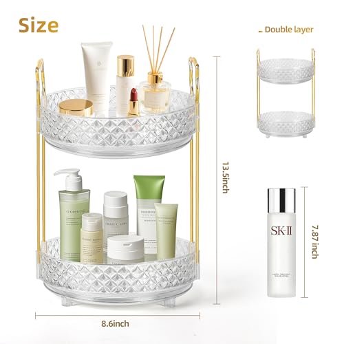 360° Rotating Makeup Organizer - Adjustable Perfume Storage for Dresser