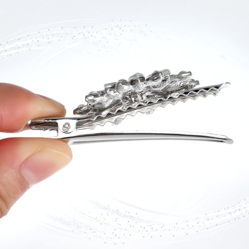 2 Pack Rhinestone Flower Hair Clips for Women Girls Jewelry Accessories