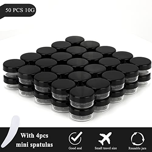 50PCS 10ml Mini Sample Containers with Lids & Spatulas - Black