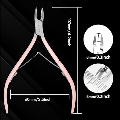 Makartt 1-Pack Pink Cuticle Nipper – Precision Full-Jaw Trimmer (Pink Cuticle Nippers 1 Pack)