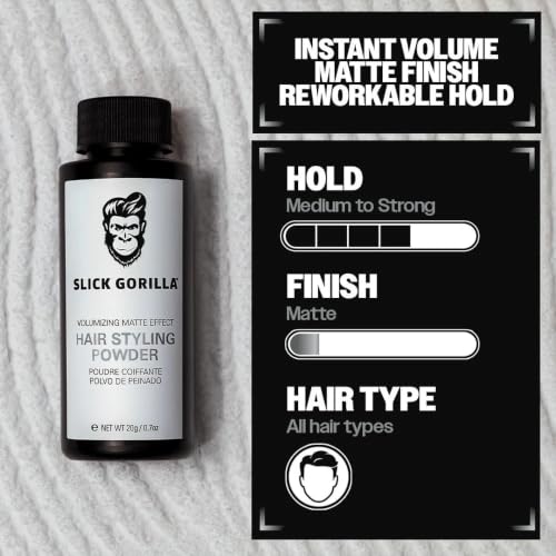 Slick Gorilla Hair Styling Powder - Matte Texture & Volume 0.70 oz (20g)