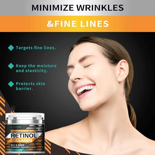LAVDIK Retinol Moisturizer Cream with Hyaluronic Acid - 1.7 Fl Oz (Pack of 2)