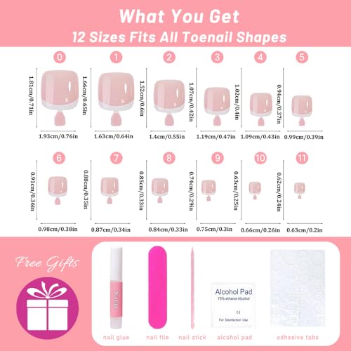 SENGYi Nude-White French Tip Press On Toenails Kit with Nail Glue, 120 Pcs
