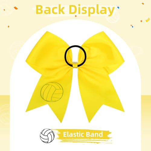 Aileam Yellow Volleyball Cheer Bows - 12 PCS 8" Hair Accessories