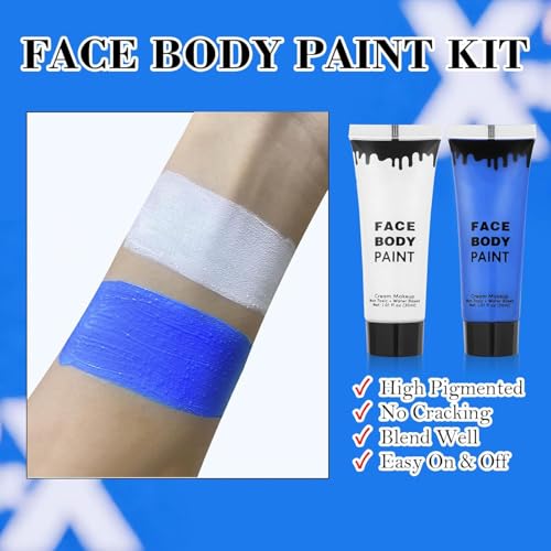 Avatar Makeup Kit - 8pcs Face Paint, Elf Ears, Lip Gloss & More