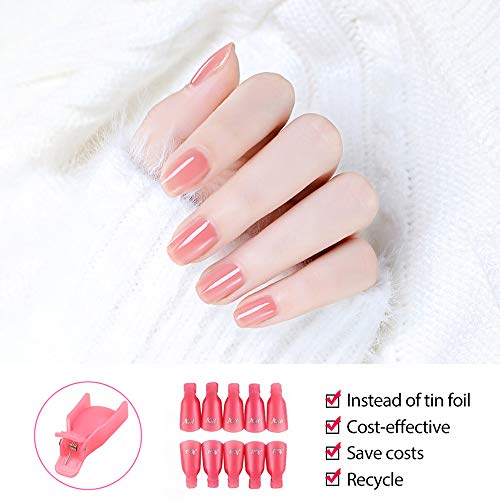 IRCHLYN Nail Polish Remover Clips - 100 Pcs in 10 Colors
