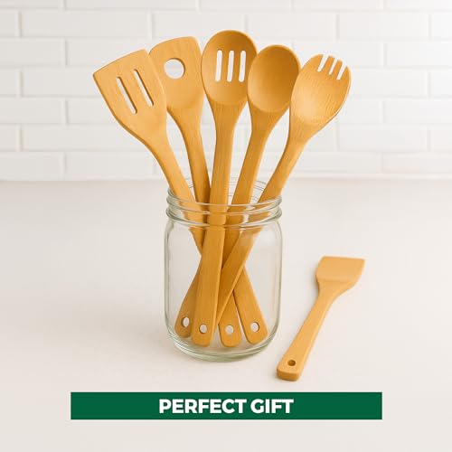 Freshware 6-Piece Bamboo Wooden Utensils Set for Cooking