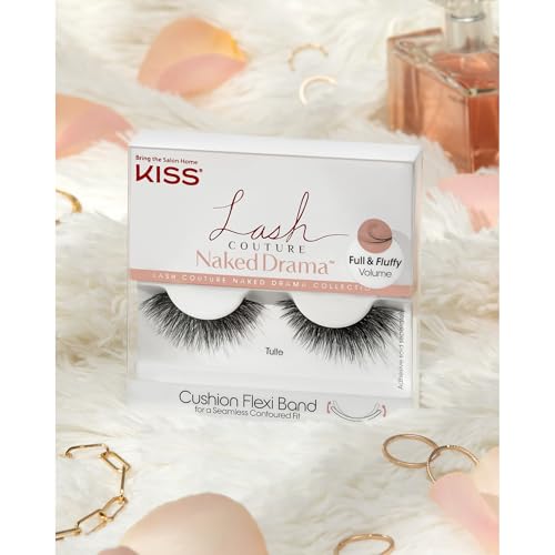 KISS Lash Couture Naked Drama False Eyelashes Tulle Pack - Full Fluffy Volume, 10mm, Reusable, Easy to Apply