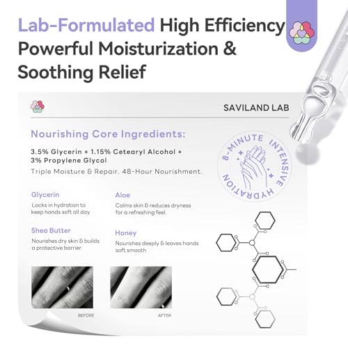 SAVILAND Hand Mask with Shea Butter & Aloe for Dry Cracked Hands