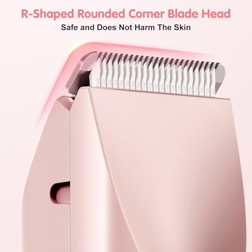 Bikini Trimmer for Women,2 in 1 Dual Head Bikini Shaver & Body Shaver,Cordless & Waterproof Electric Razor for Women, Painless Hair Removal with Silky Glow Finish,Pink
