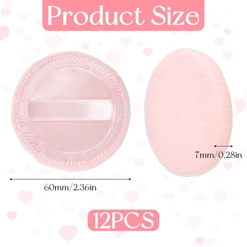 12-Pack Soft Cotton Makeup Powder Pads - 2.36" Round Puffs